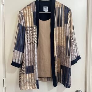 Vtg Women Jacket Metallic Top Patchwork Style Sophisticated Modest Career Sz 18